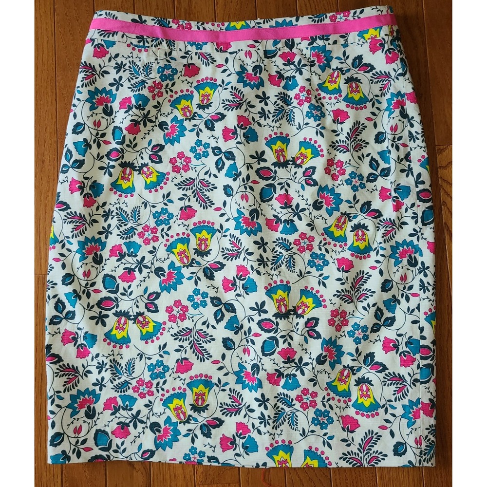 Boden Ivory Exotic Garden Floral Print Modern Pencil Skirt Size 10R Garden Girl